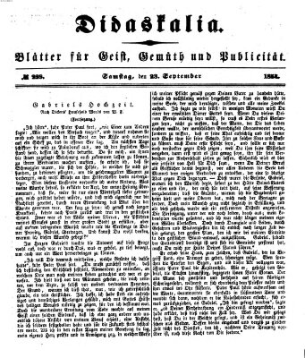 Didaskalia Samstag 23. September 1854