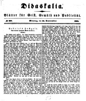 Didaskalia Montag 25. September 1854