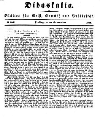 Didaskalia Freitag 29. September 1854