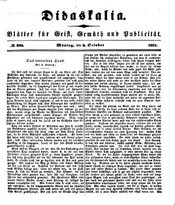 Didaskalia Montag 2. Oktober 1854