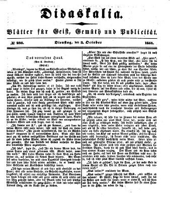 Didaskalia Dienstag 3. Oktober 1854