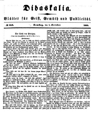 Didaskalia Samstag 7. Oktober 1854