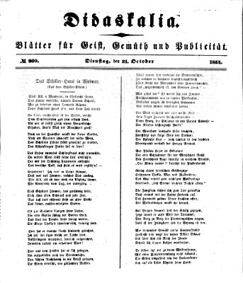 Didaskalia Dienstag 31. Oktober 1854