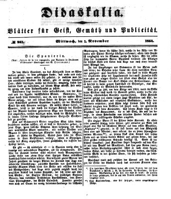 Didaskalia Mittwoch 1. November 1854