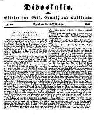 Didaskalia Dienstag 14. November 1854