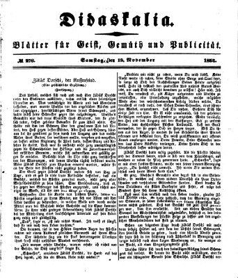 Didaskalia Samstag 18. November 1854