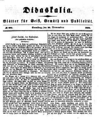 Didaskalia Samstag 25. November 1854