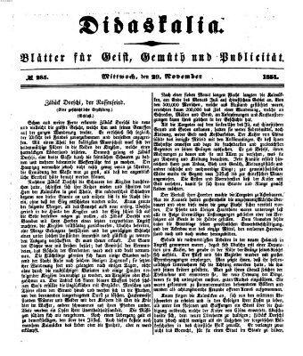 Didaskalia Mittwoch 29. November 1854