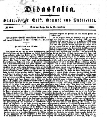 Didaskalia Donnerstag 7. Dezember 1854