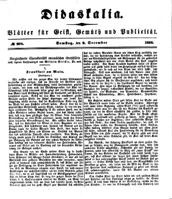 Didaskalia Samstag 9. Dezember 1854