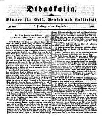 Didaskalia Freitag 22. Dezember 1854