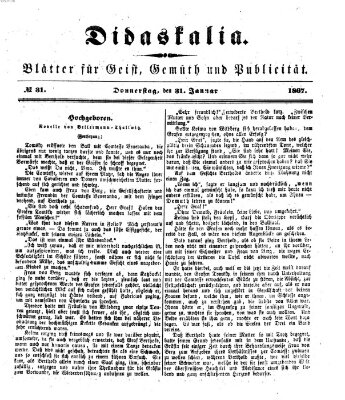 Didaskalia Donnerstag 31. Januar 1867