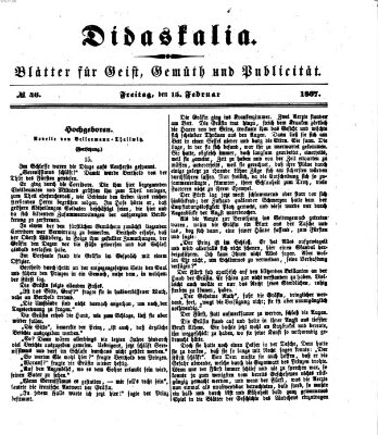 Didaskalia Freitag 15. Februar 1867