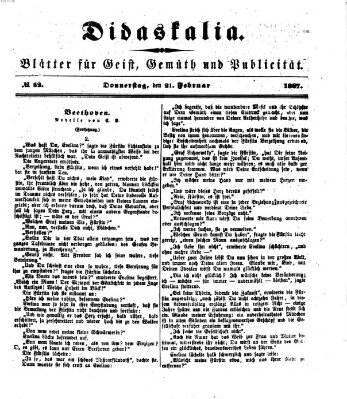 Didaskalia Donnerstag 21. Februar 1867