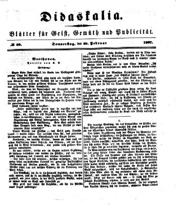 Didaskalia Donnerstag 28. Februar 1867