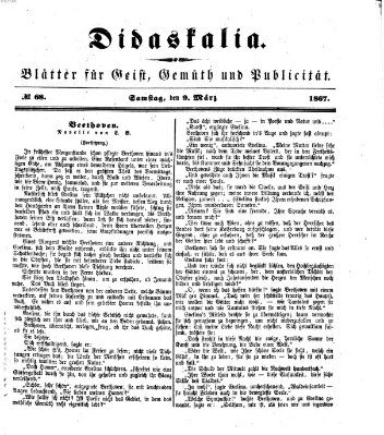 Didaskalia Samstag 9. März 1867