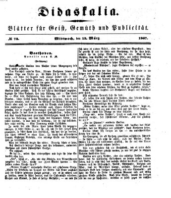 Didaskalia Mittwoch 13. März 1867