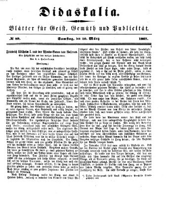 Didaskalia Samstag 30. März 1867