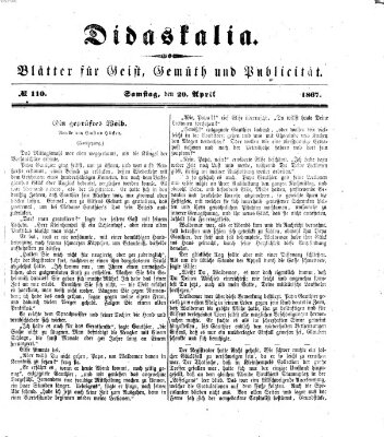 Didaskalia Samstag 20. April 1867