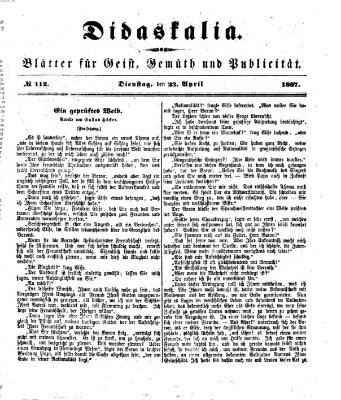 Didaskalia Dienstag 23. April 1867