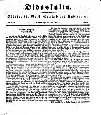 Didaskalia Samstag 29. Juni 1867