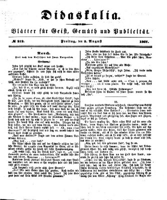 Didaskalia Freitag 2. August 1867