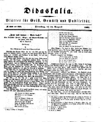 Didaskalia Dienstag 13. August 1867