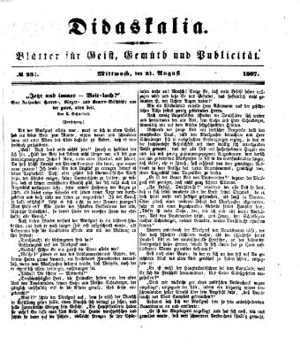 Didaskalia Mittwoch 21. August 1867