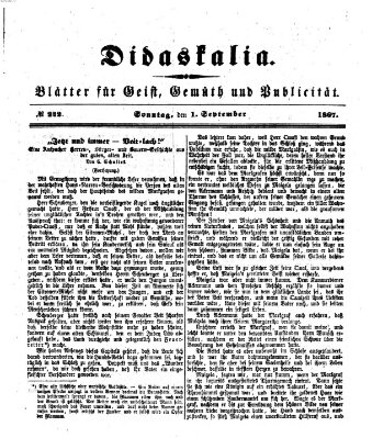 Didaskalia Sonntag 1. September 1867