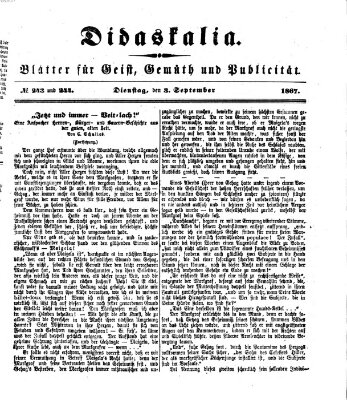 Didaskalia Dienstag 3. September 1867