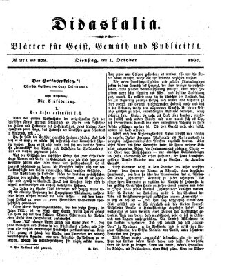 Didaskalia Dienstag 1. Oktober 1867