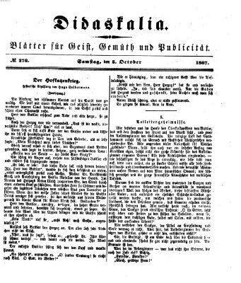 Didaskalia Samstag 5. Oktober 1867