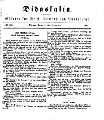 Didaskalia Donnerstag 31. Oktober 1867