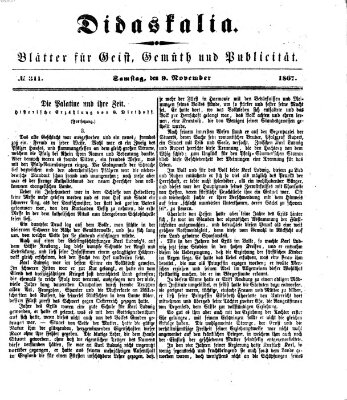 Didaskalia Samstag 9. November 1867