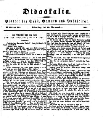 Didaskalia Dienstag 12. November 1867