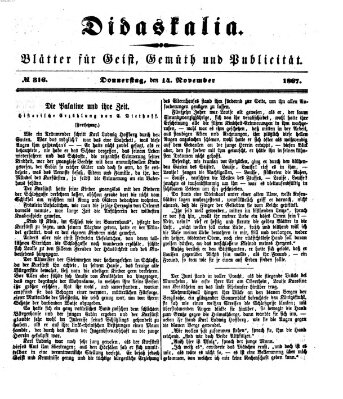 Didaskalia Donnerstag 14. November 1867