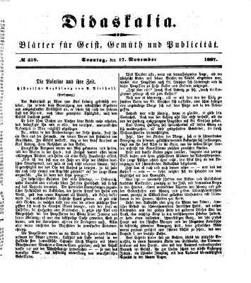 Didaskalia Sonntag 17. November 1867