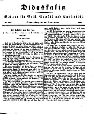 Didaskalia Donnerstag 21. November 1867