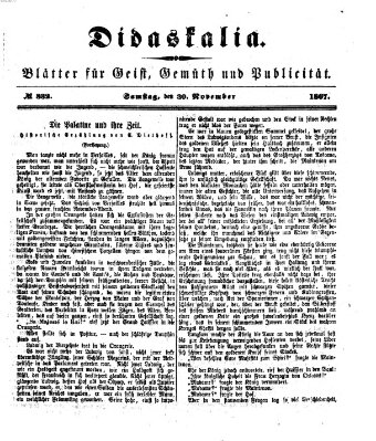 Didaskalia Samstag 30. November 1867