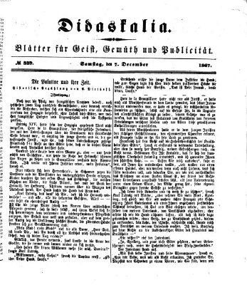 Didaskalia Samstag 7. Dezember 1867