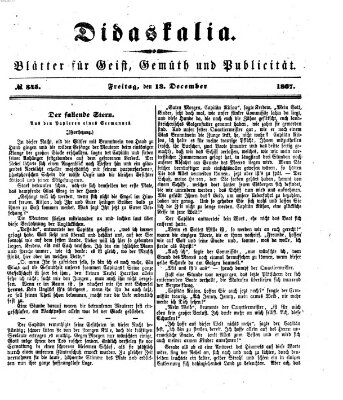 Didaskalia Freitag 13. Dezember 1867