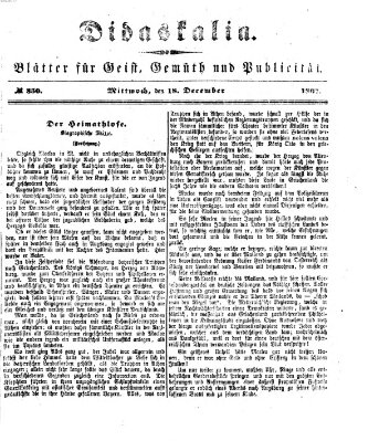 Didaskalia Mittwoch 18. Dezember 1867