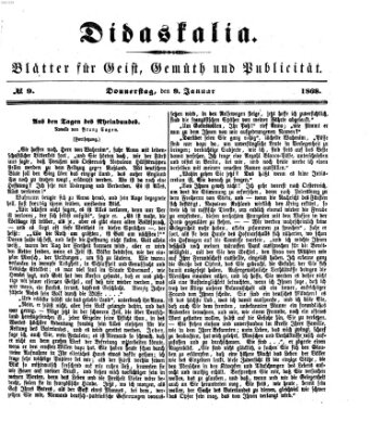 Didaskalia Donnerstag 9. Januar 1868