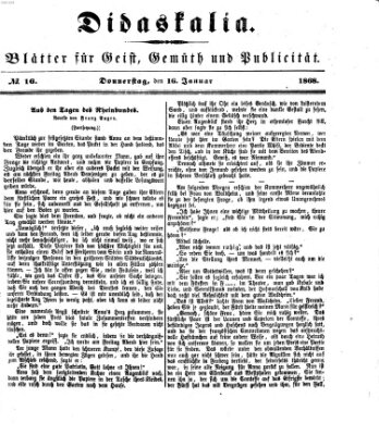 Didaskalia Donnerstag 16. Januar 1868