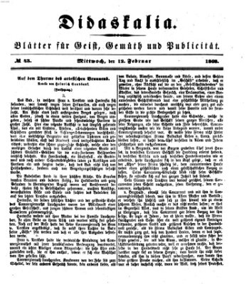 Didaskalia Mittwoch 12. Februar 1868