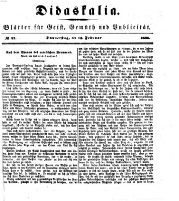 Didaskalia Donnerstag 13. Februar 1868