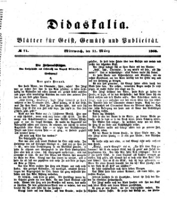 Didaskalia Mittwoch 11. März 1868