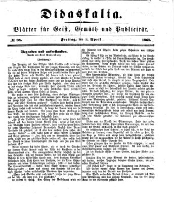 Didaskalia Freitag 3. April 1868