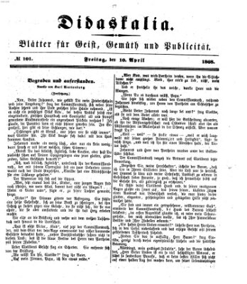 Didaskalia Freitag 10. April 1868