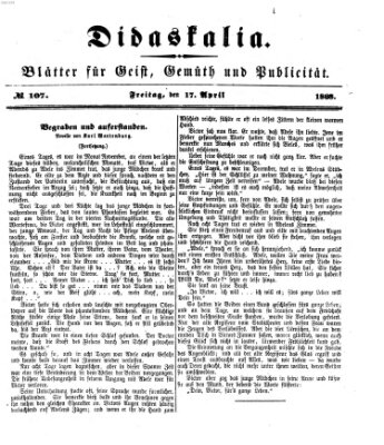 Didaskalia Freitag 17. April 1868